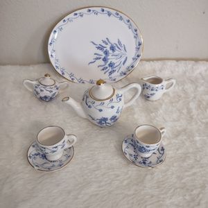 Miniature Tea Set 10 Pieces Blue and White Thailand
